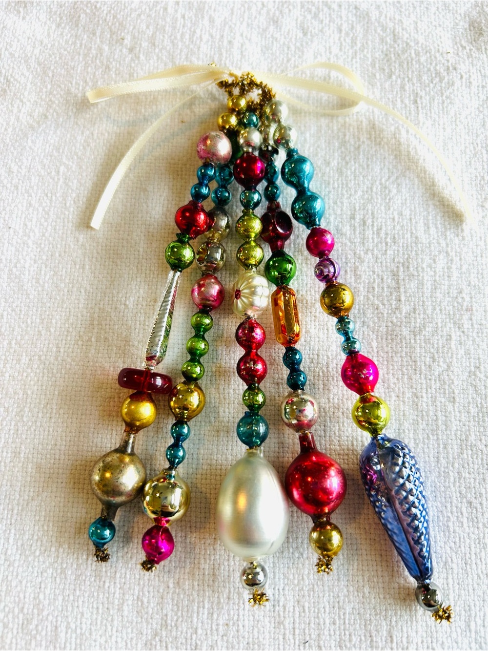 Vintage repurposed mercury glass  bead, icicle holiday Christmas ornaments